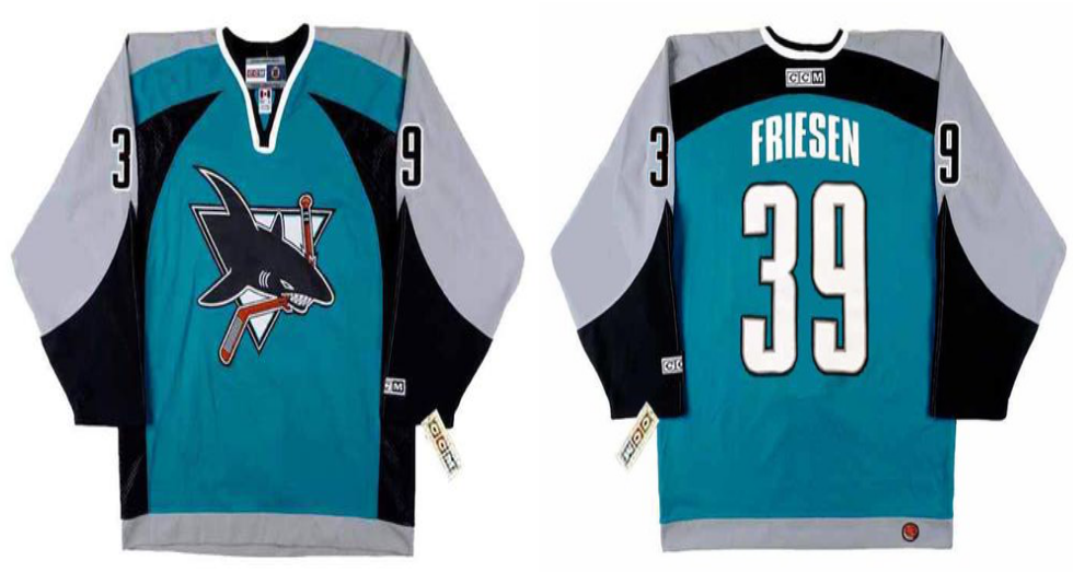 2019 Men San Jose Sharks #39 Friesen blue CCM NHL jersey 